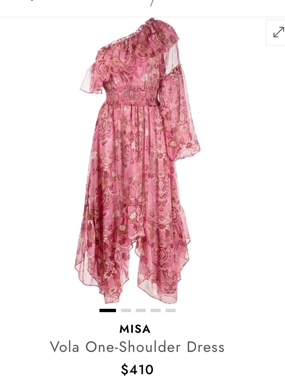 Misa Los Angeles Pink One-Shoulder Floral Dress